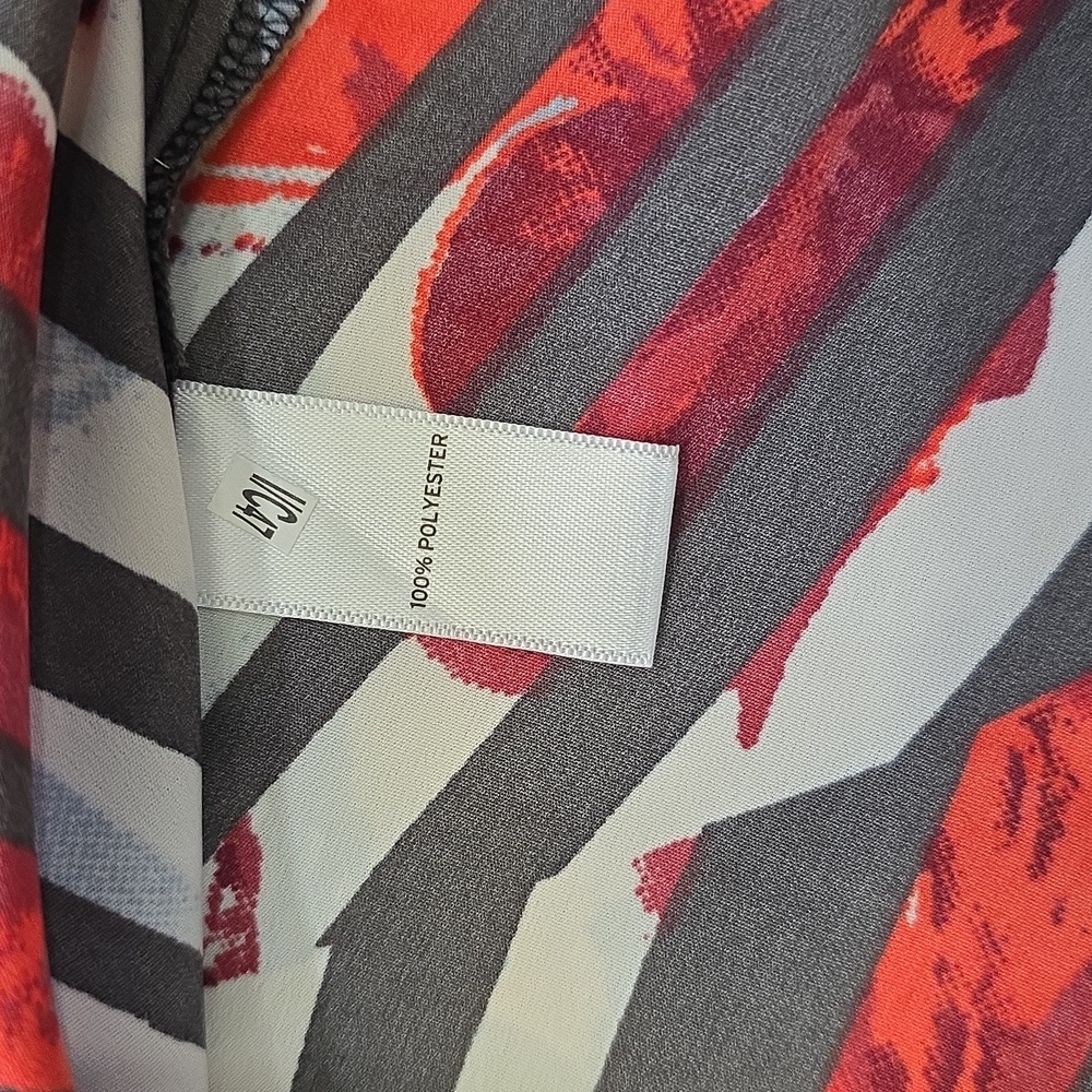 NWT Elegant Red and Black Striped Women's Blouse Open Sleeves - Picture 8 of 9